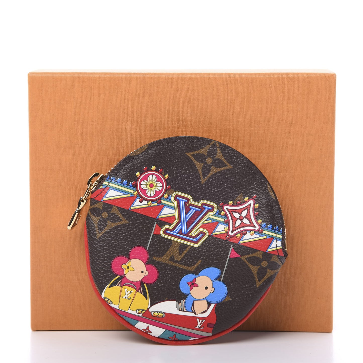 Monogram 2020 Christmas Animation Bumper Cars Round Coin Purse Coquelicot