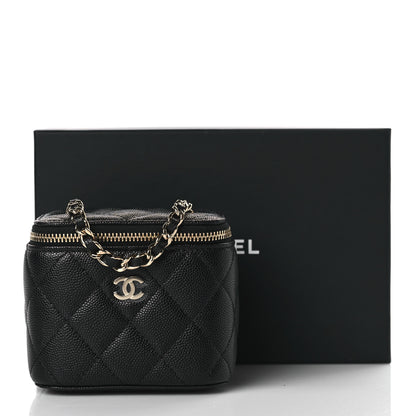Chanel Caviar Quilted Mini Vanity Case With Chain Black 10 of 10
