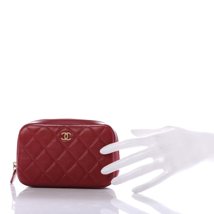 Chanel Lambskin Quilted Small Curvy Pouch Cosmetic Case Dark Red 2 of 7