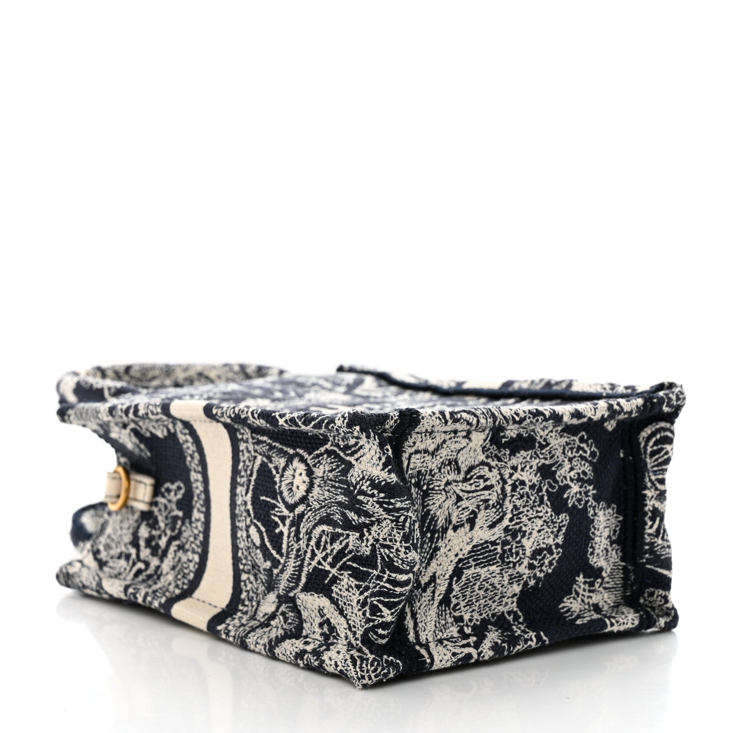 Christian Dior Canvas Toile de Jouy Reverse Embroidered Mini Book Tote Phone Bag Blue 4 of 10