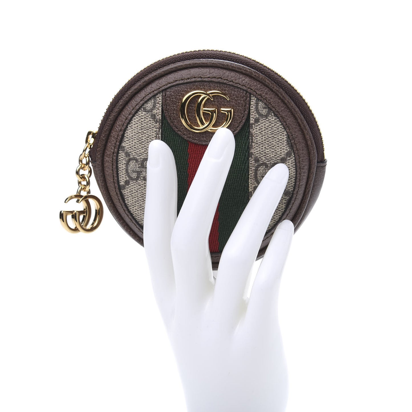 GG Supreme Monogram Web Ophidia Round Coin Purse Beige New Acero