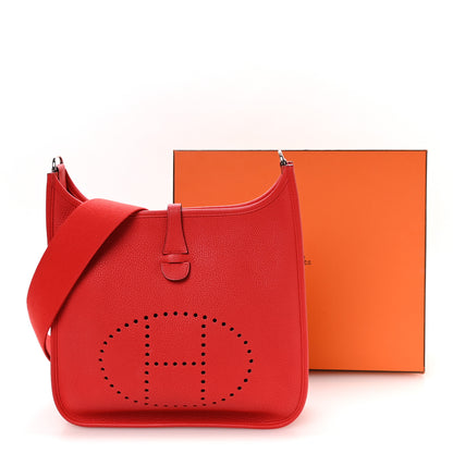 Hermes Taurillon Clemence EVELYNE III PM Rouge de Coeur 10 of 10