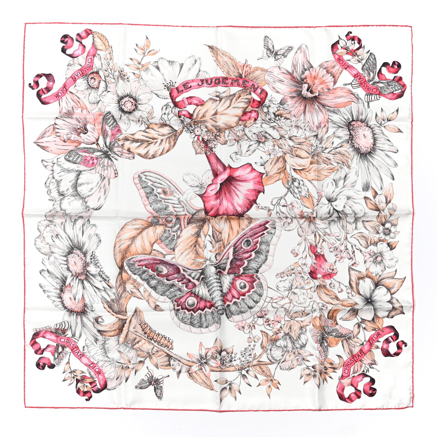 Silk Le Jugement Square Scarf Rose