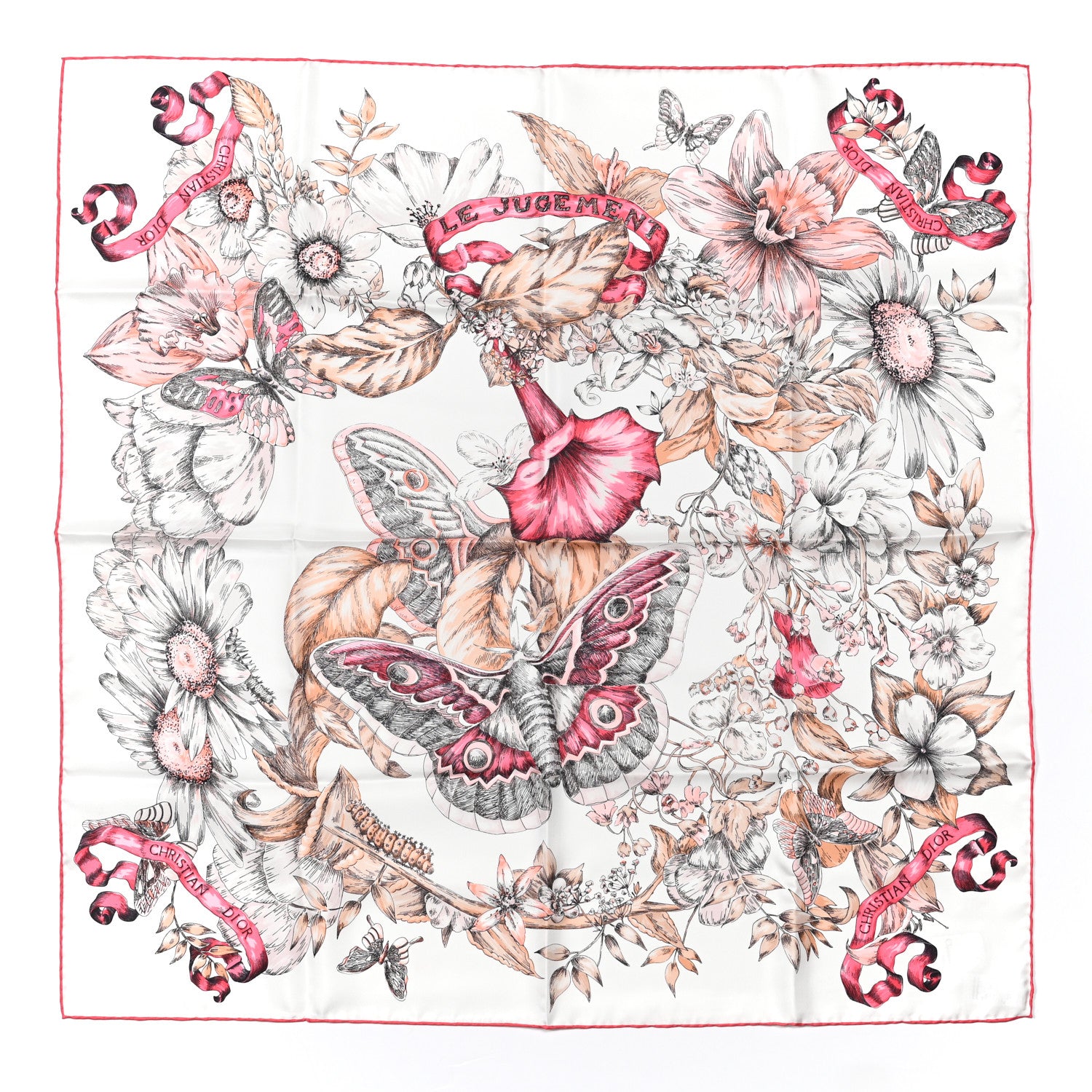 Christian Dior Silk Le Jugement Square Scarf Rose 1 of 5