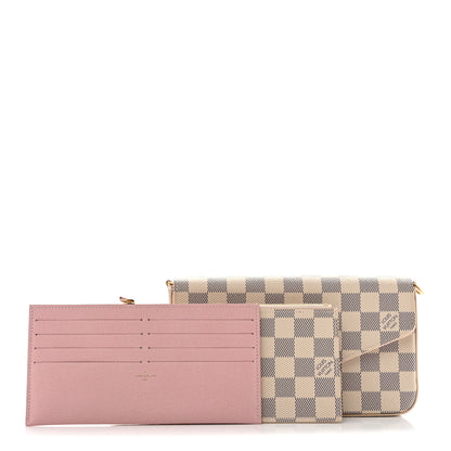 Louis Vuitton Damier Azur Pochette Felicie Chain Wallet Rose Ballerine 2 of 11
