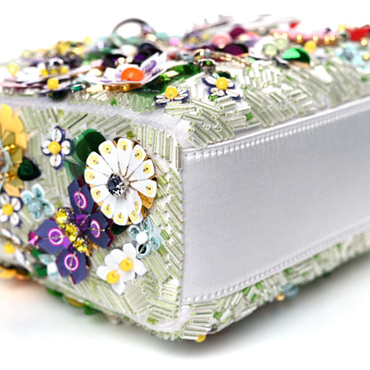 Christian Dior Satin Beaded Floral Embroidered Mini Lady Dior White Multicolor 8 of 10