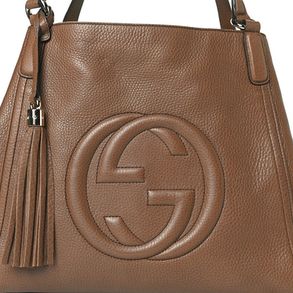 Gucci Pebbled Calfskin Medium Soho Shoulder Bag Brown 9 of 13