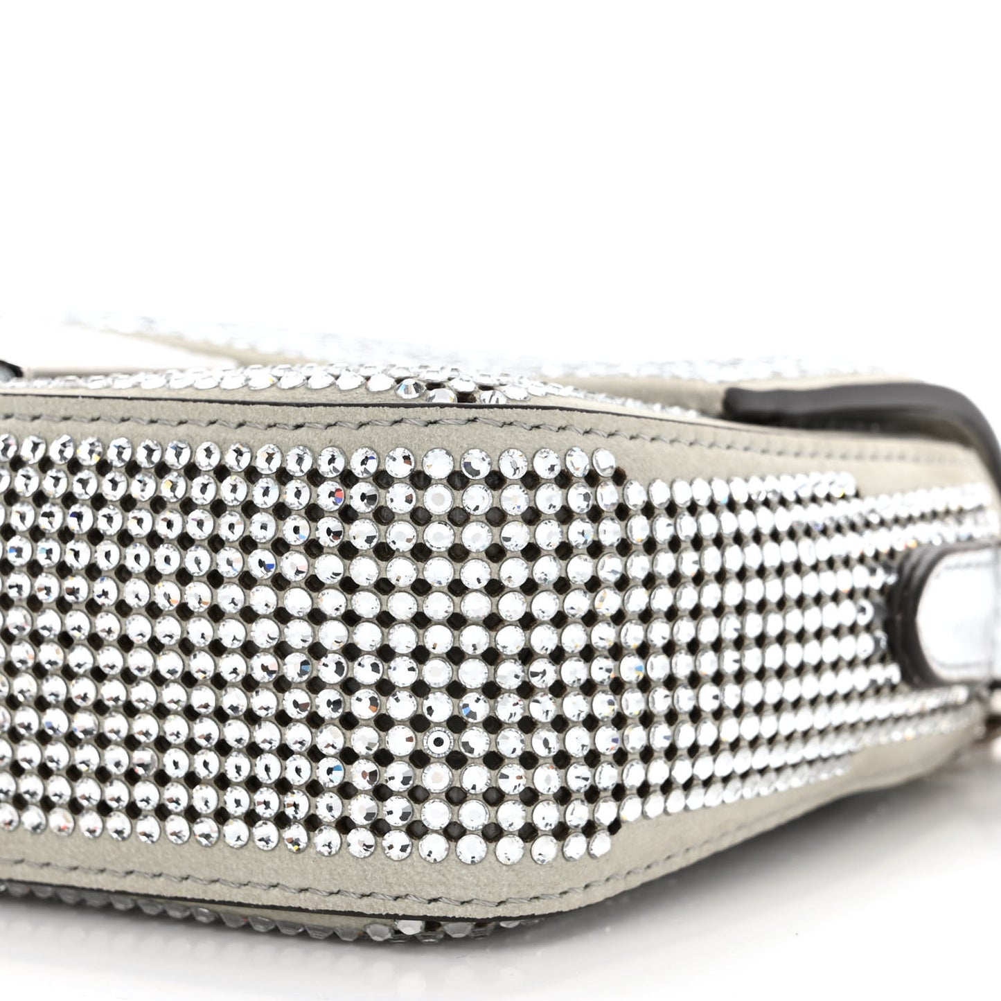 Nubuck Crystal Catalan Mirror Embroidered Mini Baguette Pietra Argento