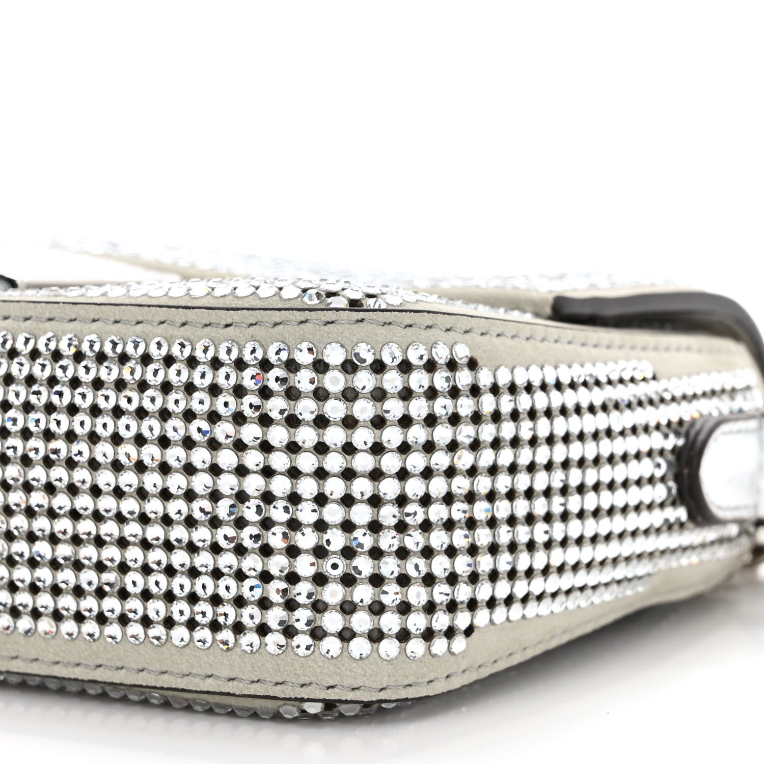 Fendi Nubuck Crystal Catalan Mirror Embroidered Mini Baguette Pietra Argento 10 of 10