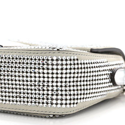 Fendi Nubuck Crystal Catalan Mirror Embroidered Mini Baguette Pietra Argento 10 of 10
