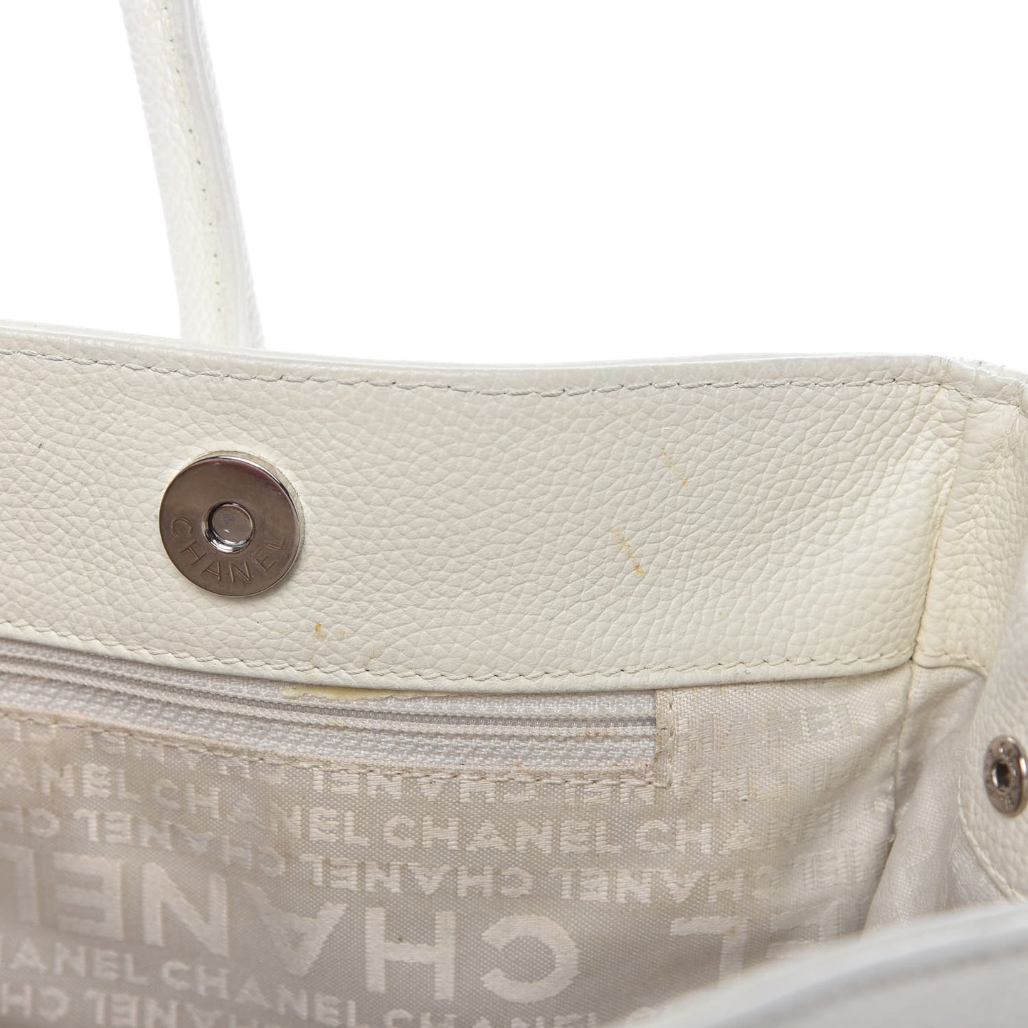 Calfskin Mademoiselle Lock Cerf Executive Shopper Tote White