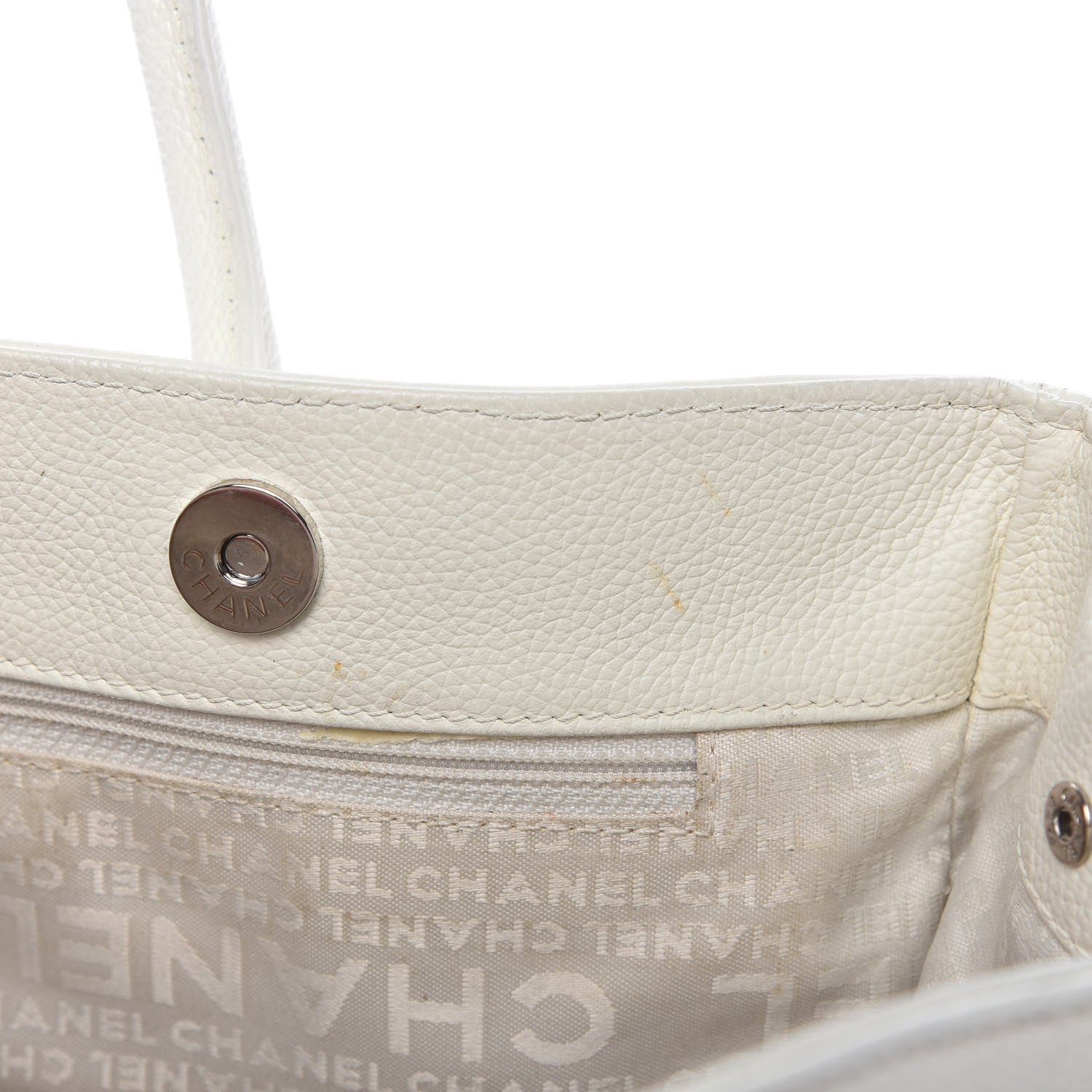 Chanel Calfskin Mademoiselle Lock Cerf Executive Shopper Tote White 12 of 14