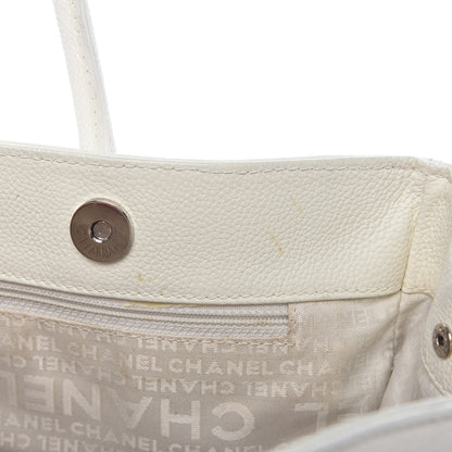 Chanel Calfskin Mademoiselle Lock Cerf Executive Shopper Tote White 12 of 14