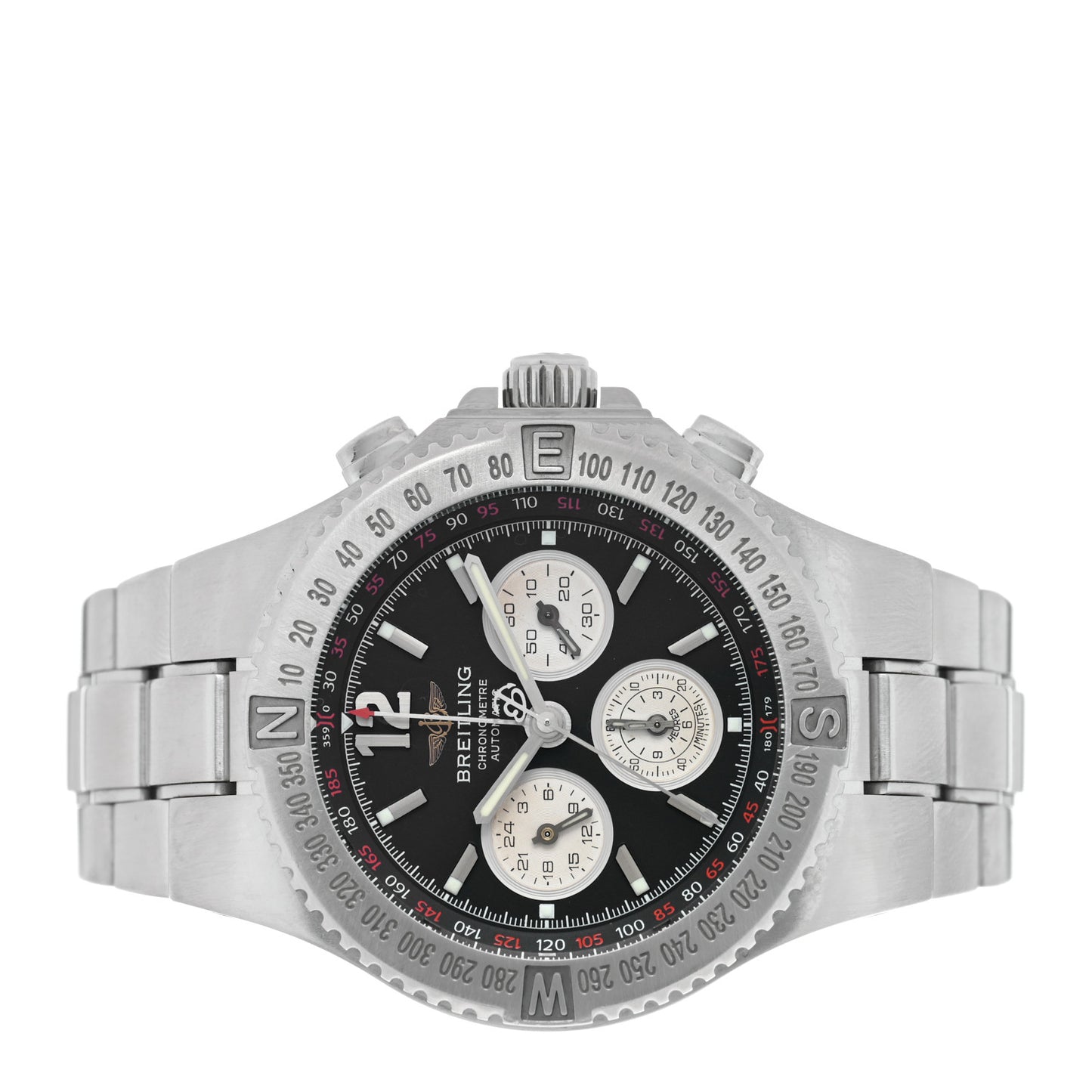 Stainless Steel 45mm Hercules Chronograph Automatic Watch Black A39363
