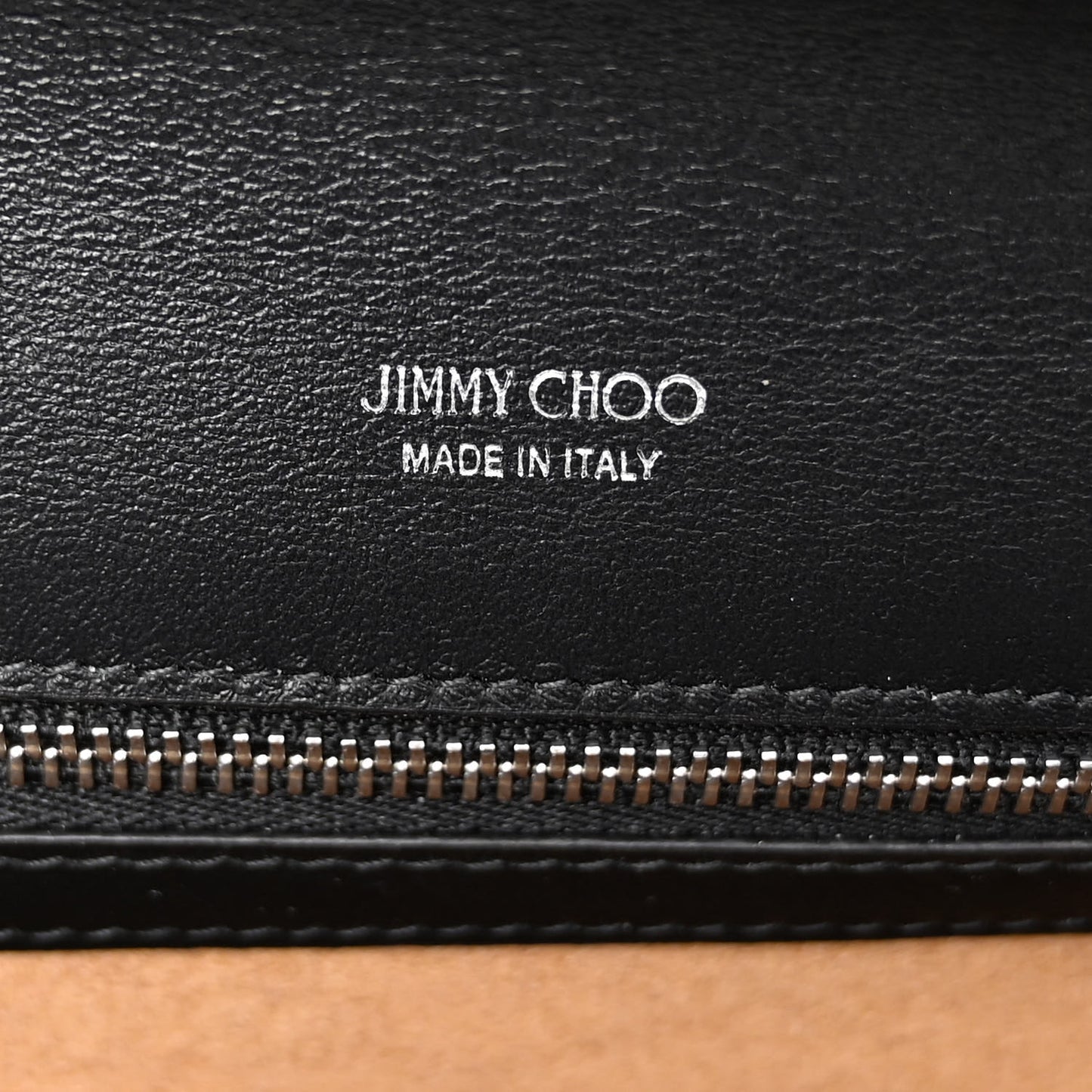 Smooth Calfskin Crystal Embellished Chain Wallet Black