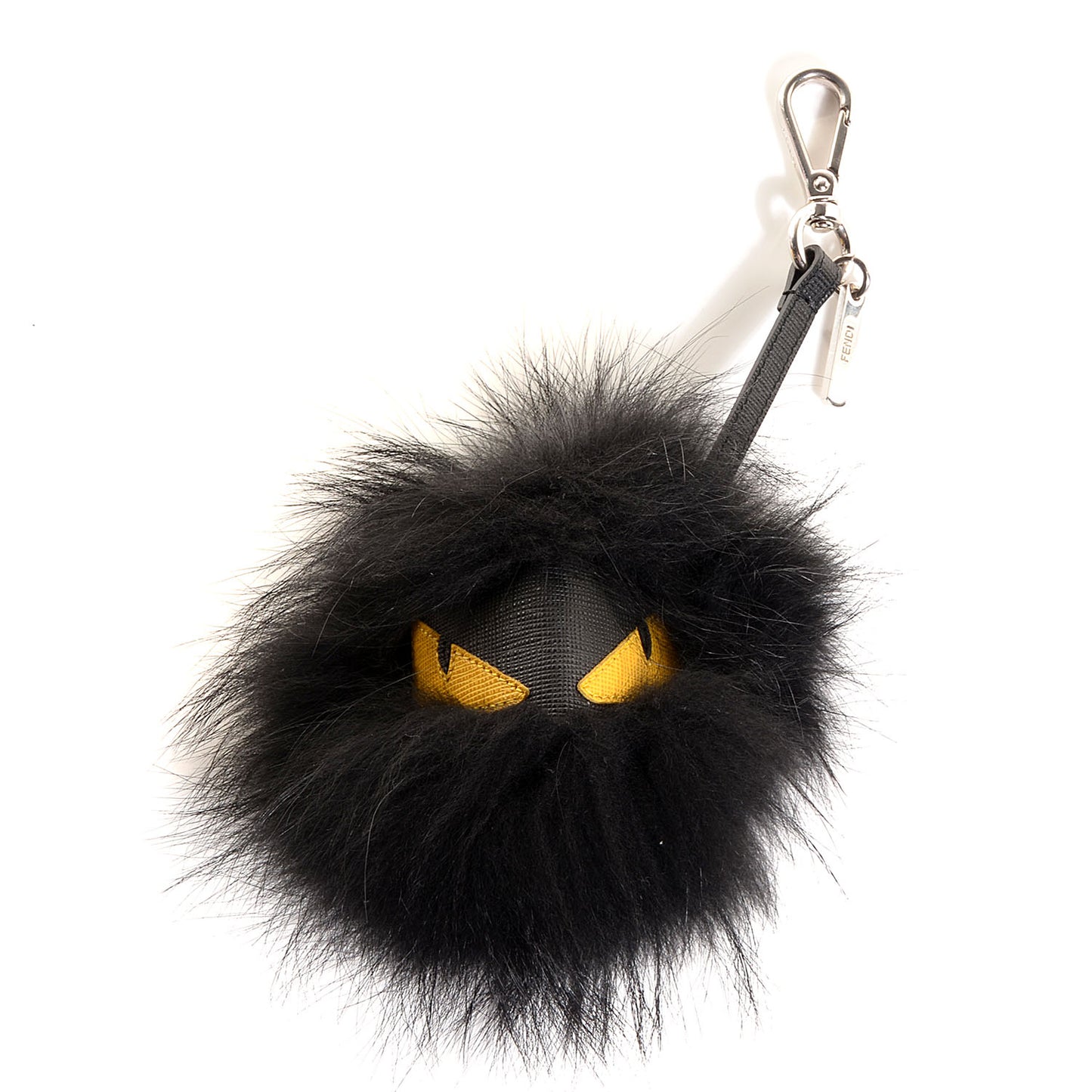 Vitello Elite Fox Fur Fusto Monster Bag Bug Charm Black Yellow