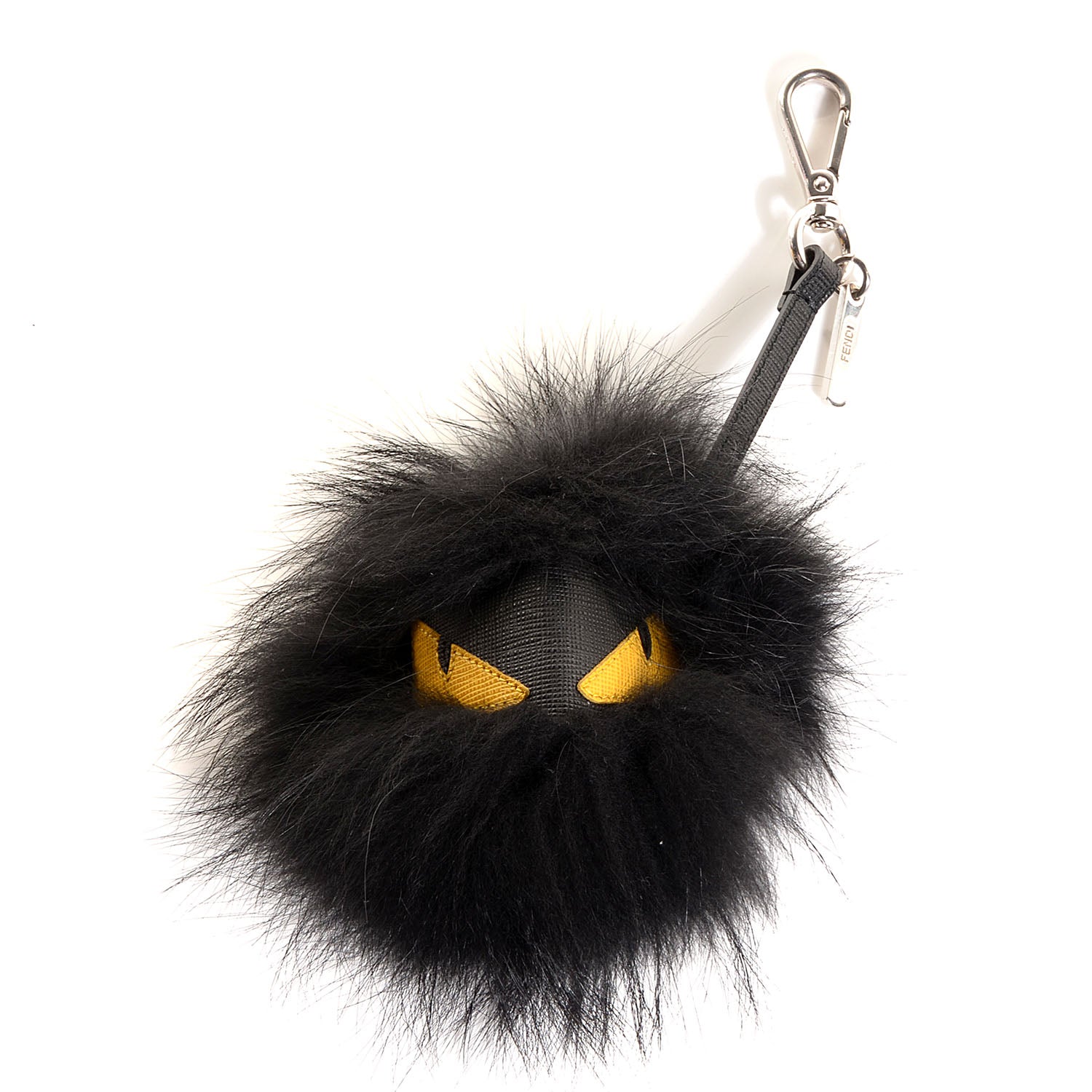 Fendi Vitello Elite Fox Fur Fusto Monster Bag Bug Charm Black Yellow 1 of 8