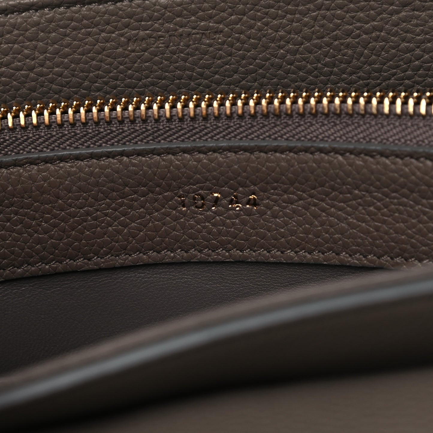 Grained Calfskin Small 16 Top Handle Bag Pebble