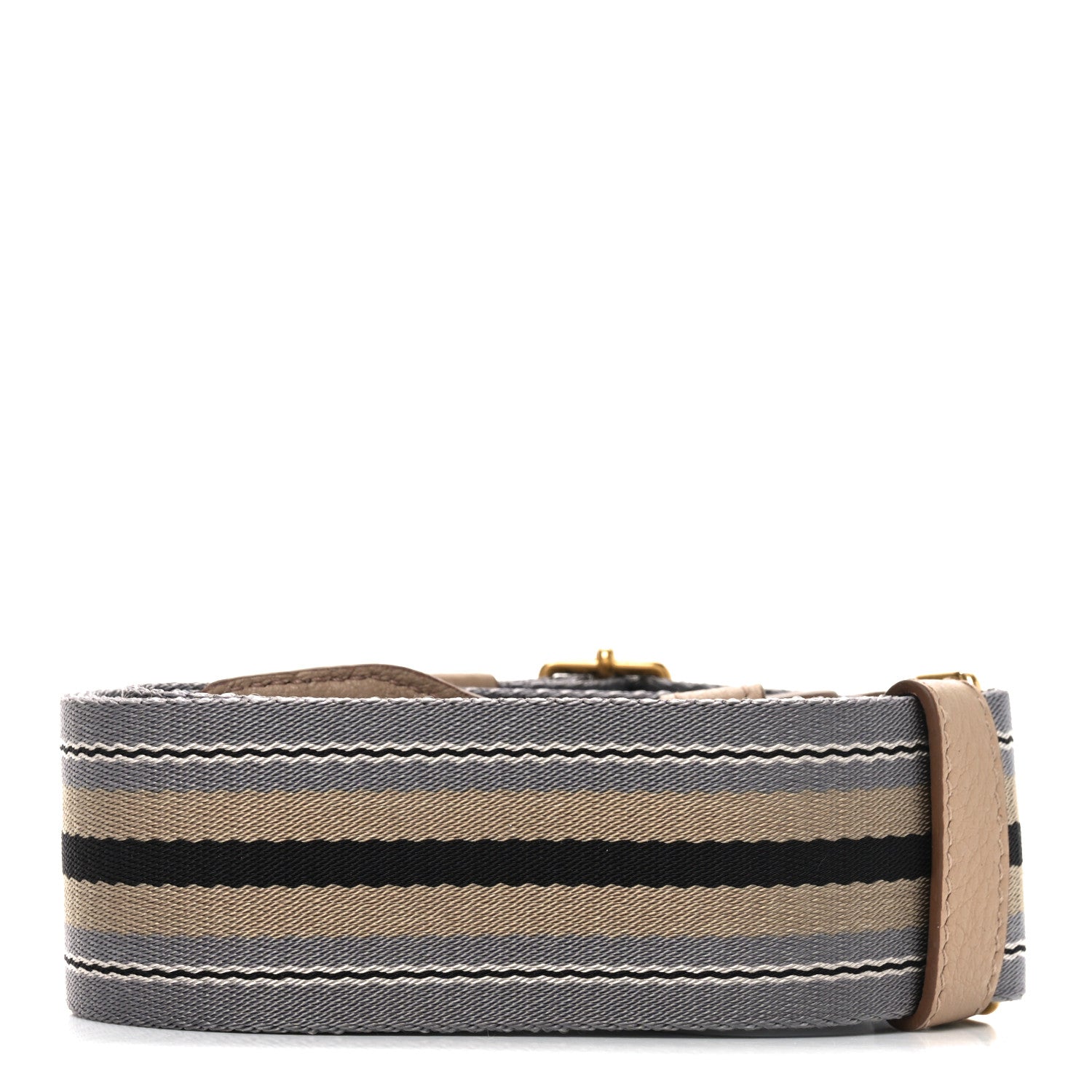 Prada Vitello Daino Striped Fabric Shoulder Strap Cammeo 2 of 3