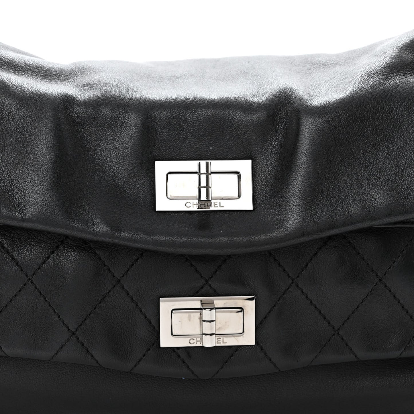 Lambskin Jumbo Mademoiselle Double Flap Black