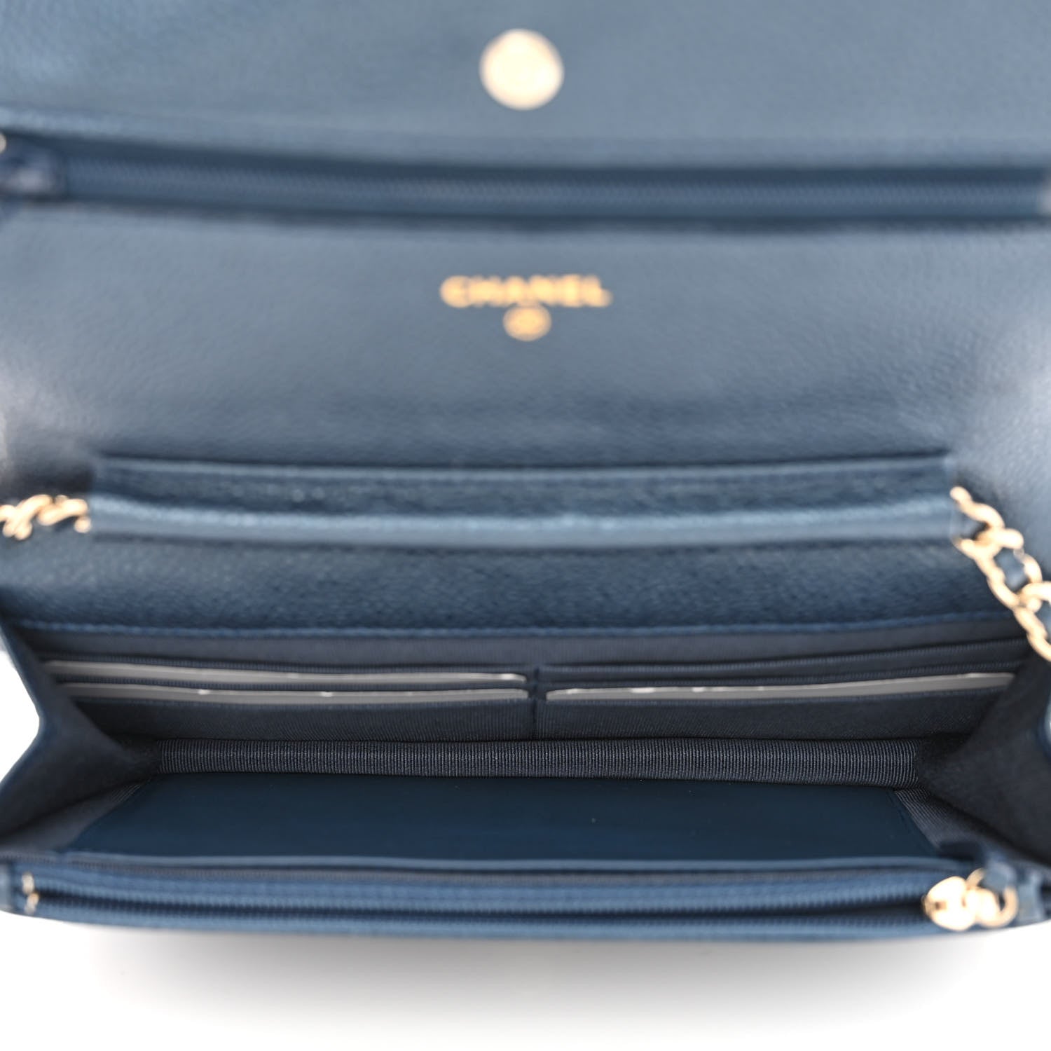 Chanel Iridescent Caviar Quilted Wallet On Chain WOC Blue 4 of 10