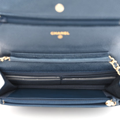 Chanel Iridescent Caviar Quilted Wallet On Chain WOC Blue 4 of 10