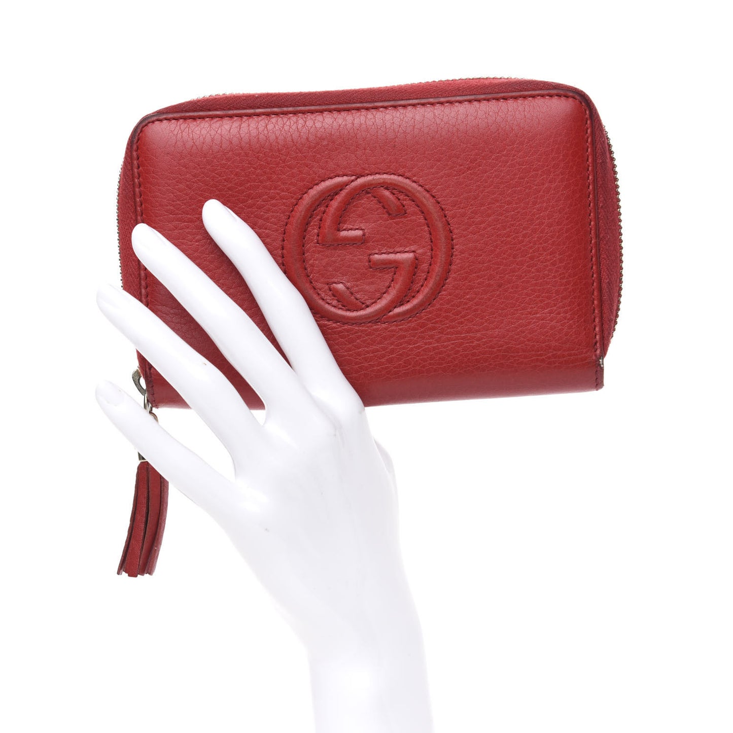 Pebbled Calfskin Medium Soho Zip Around Wallet Red