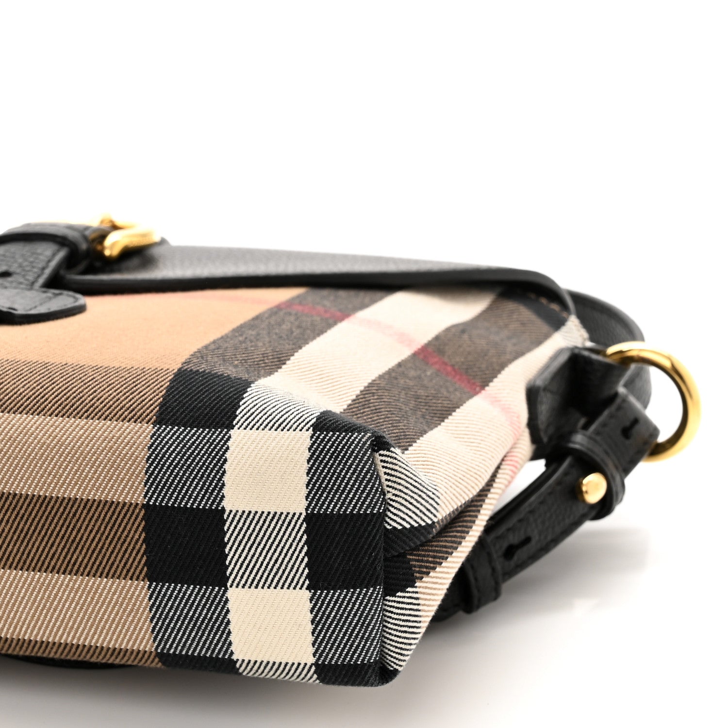 Burberry Horseshoe Calfskin House Check Small Milton Crossbody Bag Black 10 of 10