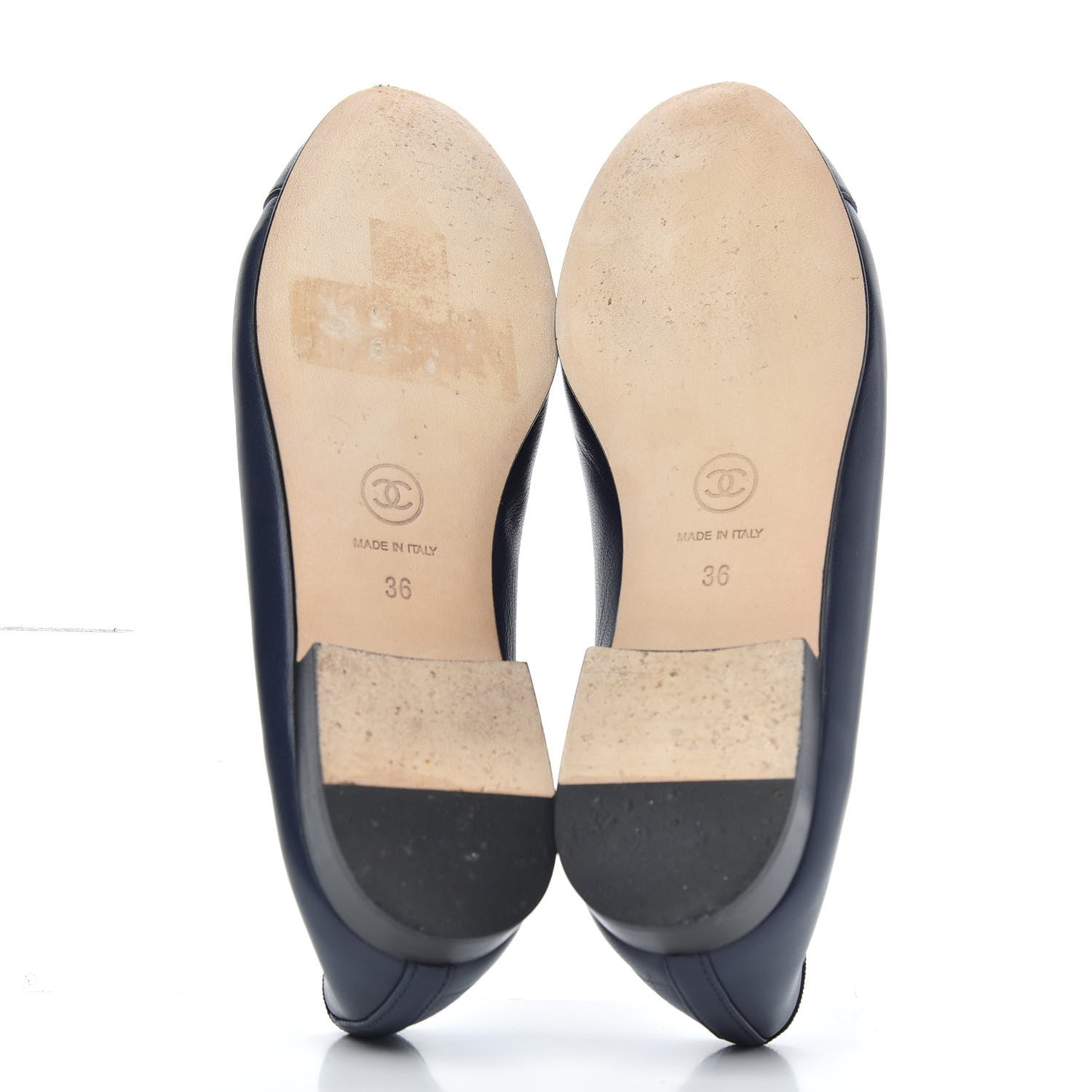 Chanel Lambskin CC Cap Toe Ballerina Flats 36 Navy 5 of 10