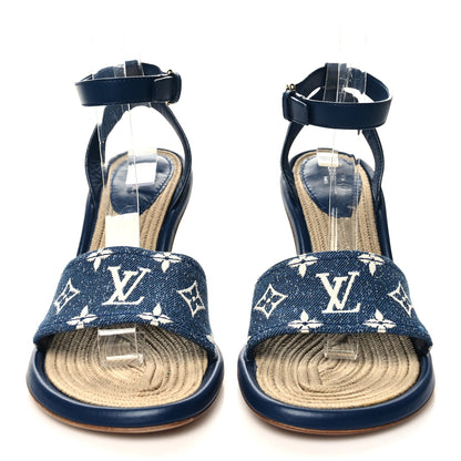 Louis Vuitton Monogram Denim Maia Wedge Sandal 40 2 of 9