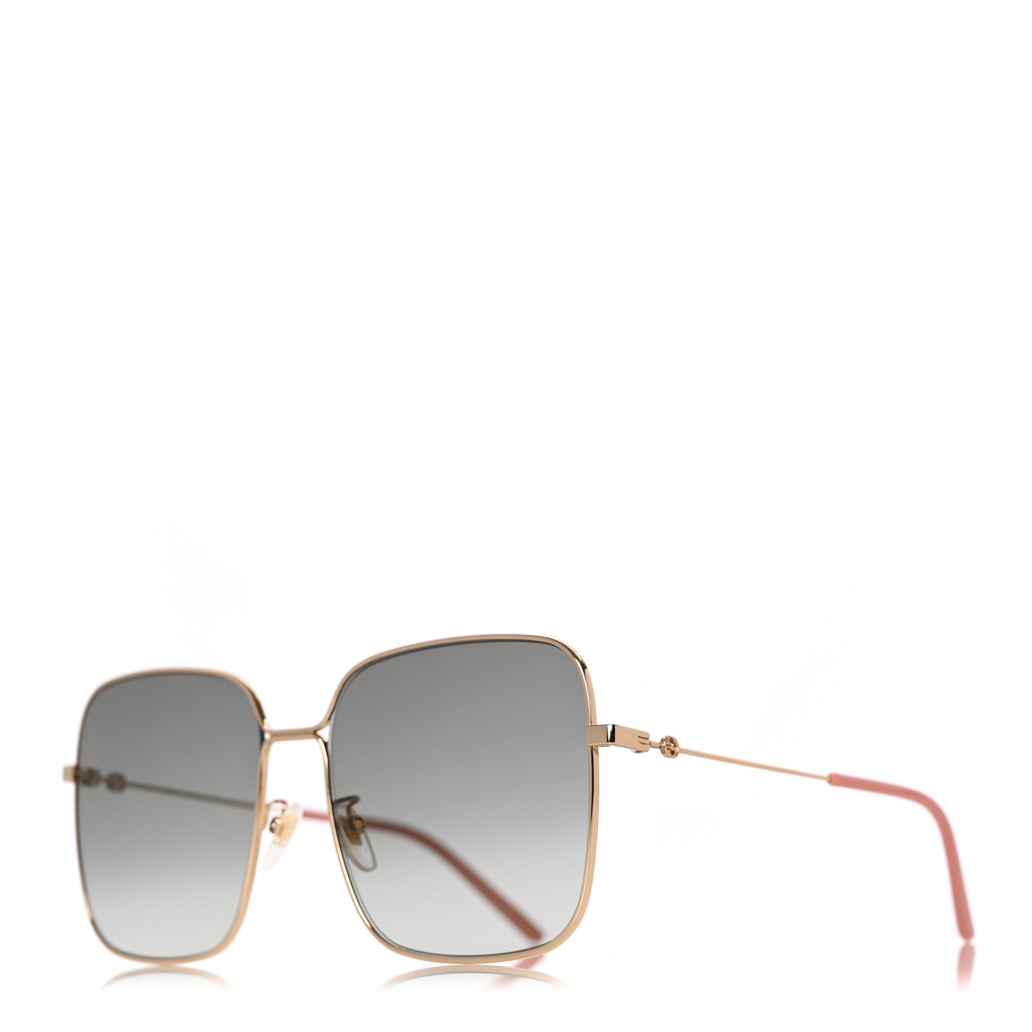 Gucci Metal Square Frame Sunglasses GG0443S Gold Grey 1 of 8