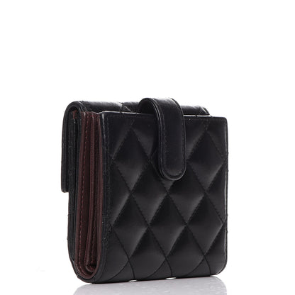 Chanel Lambskin Quilted Compact French Flap Wallet Black 3 of 8