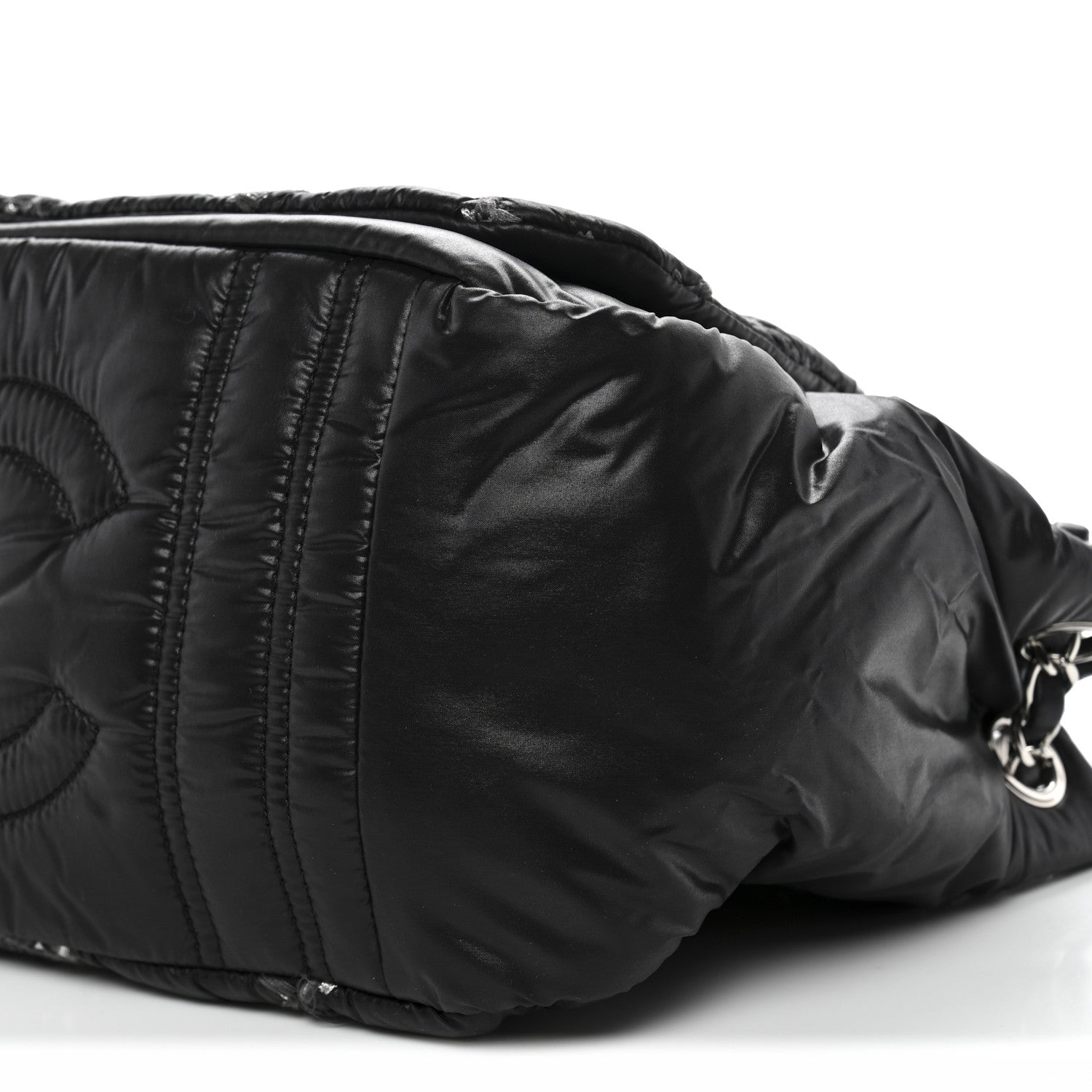 Chanel Nylon Quilted Tweed Stitch Bubble Accordion Flap Black 10 of 13