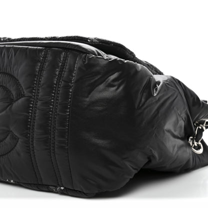 Chanel Nylon Quilted Tweed Stitch Bubble Accordion Flap Black 10 of 13