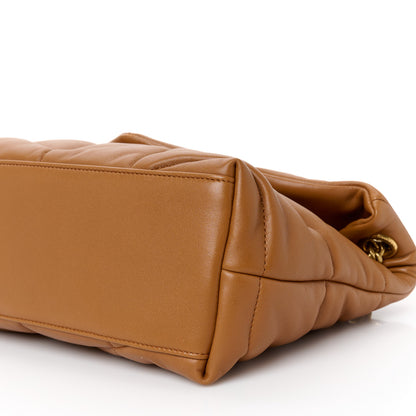 Saint Laurent Lambskin Quilted Medium Loulou Puffer Monogram Chain Satchel Miel Dark 11 of 11