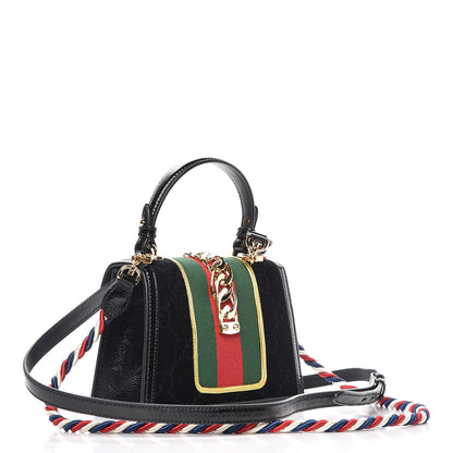 Gucci Velvet GG Monogram Mini Sylvie Top Handle Bag Black 4 of 10