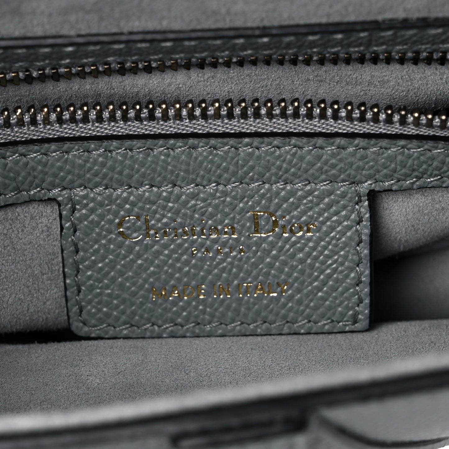 Grained Calfskin Saddle Bag Grey Stone