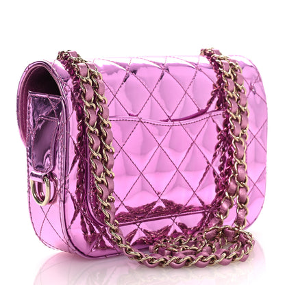 Chanel Mirror Calfskin Metallic Lambskin Quilted Hollywood Boulevard Mini Flap With Star Coin Purse Pink 4 of 14