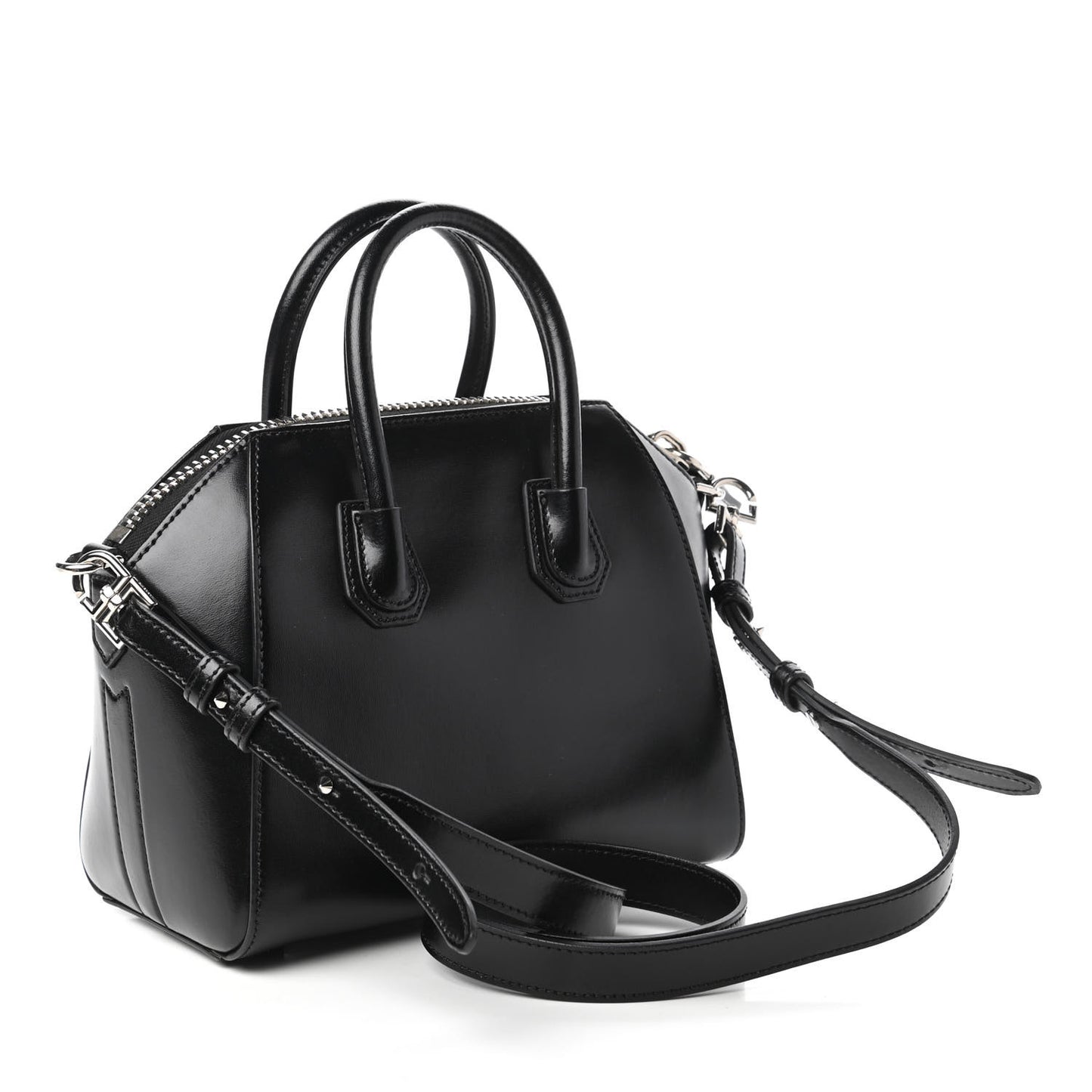 Shiny Lord Calfskin Mini Antigona Black