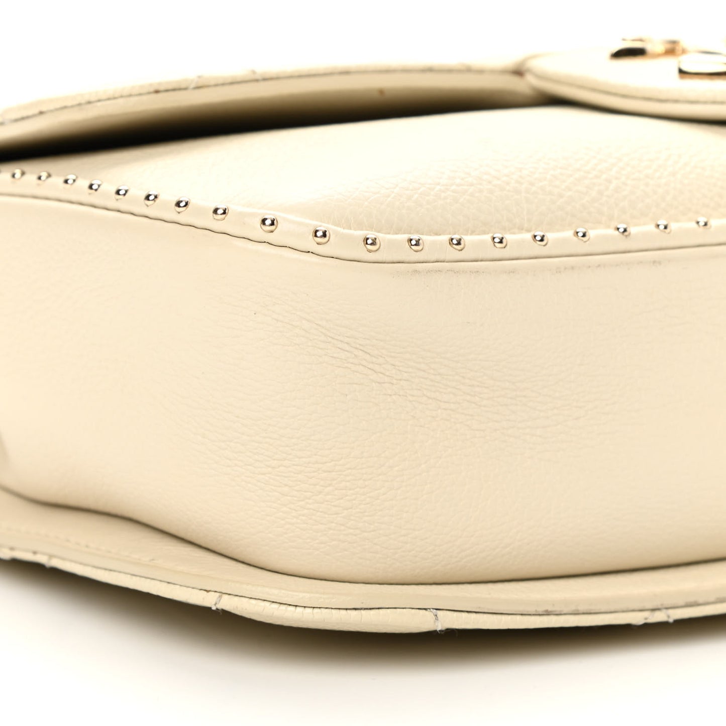 Caviar Quilted Small Studded Flap Off White
