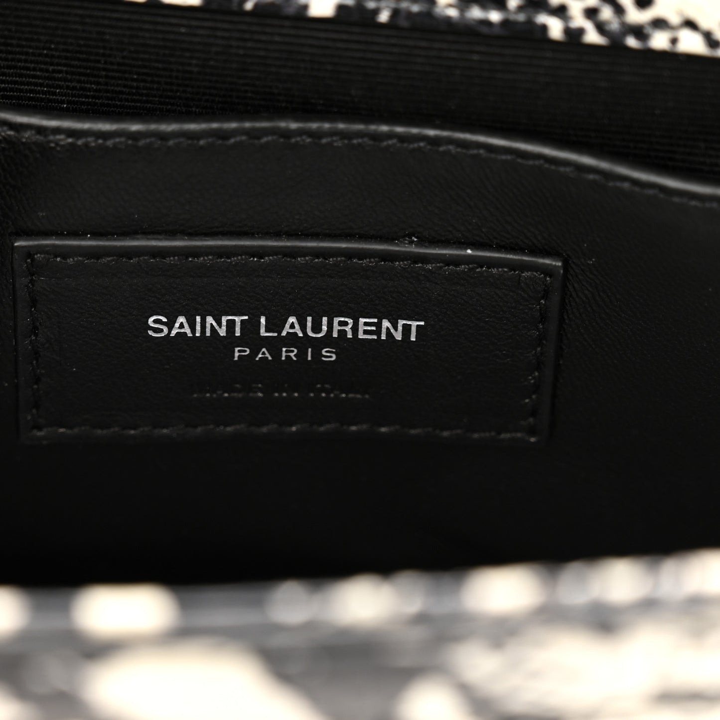 Calfskin Snakeskin Embossed Small Classic Monogram Kate Tassel Satchel White Black