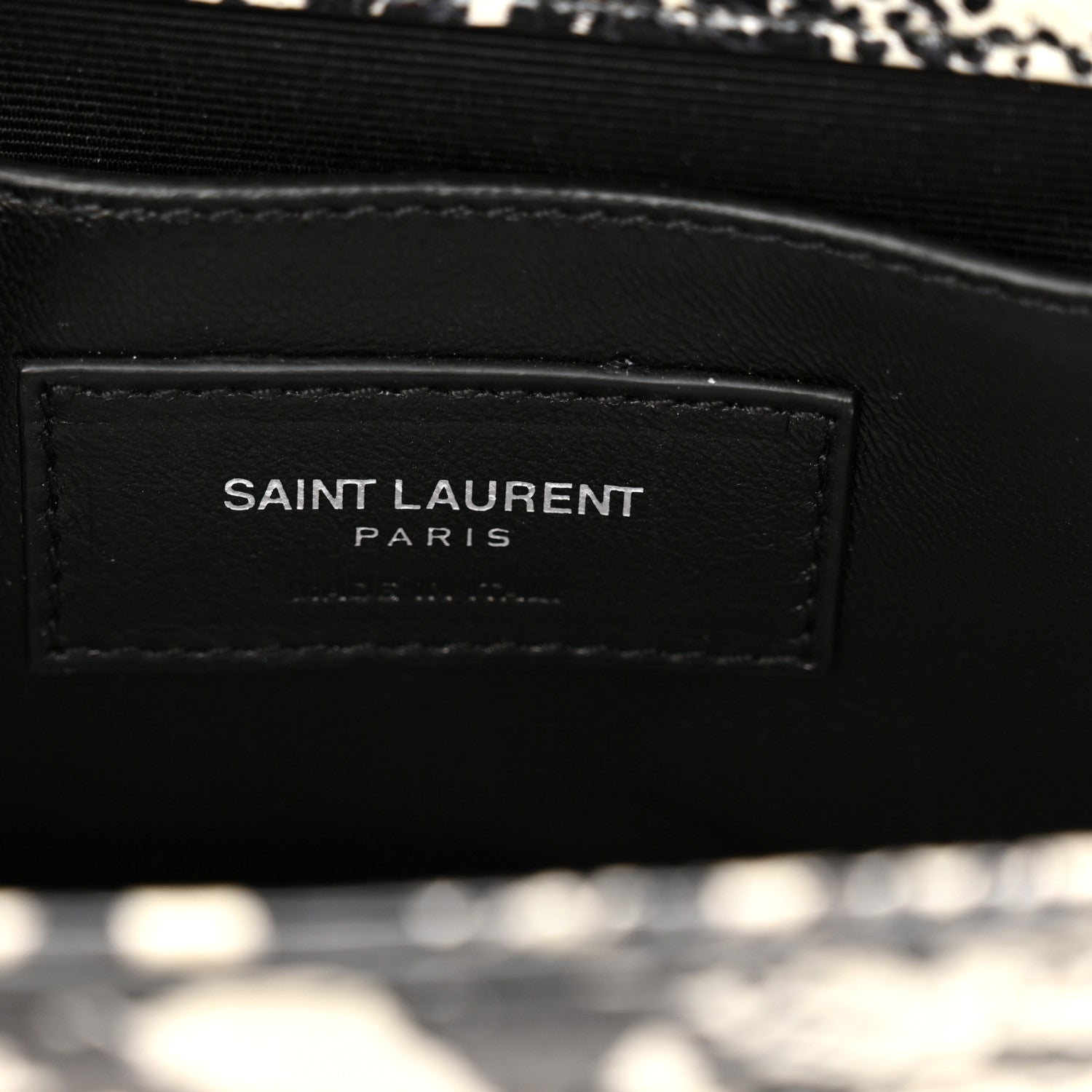 Saint Laurent Calfskin Snakeskin Embossed Small Classic Monogram Kate Tassel Satchel White Black 6 of 9