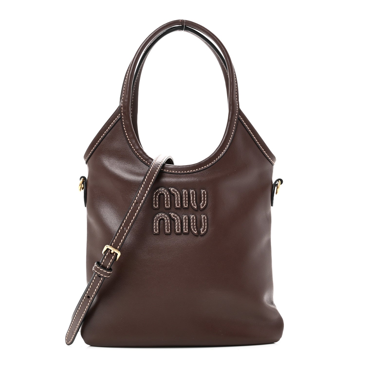 Miu Miu Soft Calf Softy Mini Ivy Tote Briarwood Briarwood 1 of 9