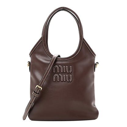 Miu Miu Soft Calf Softy Mini Ivy Tote Briarwood Briarwood 1 of 9