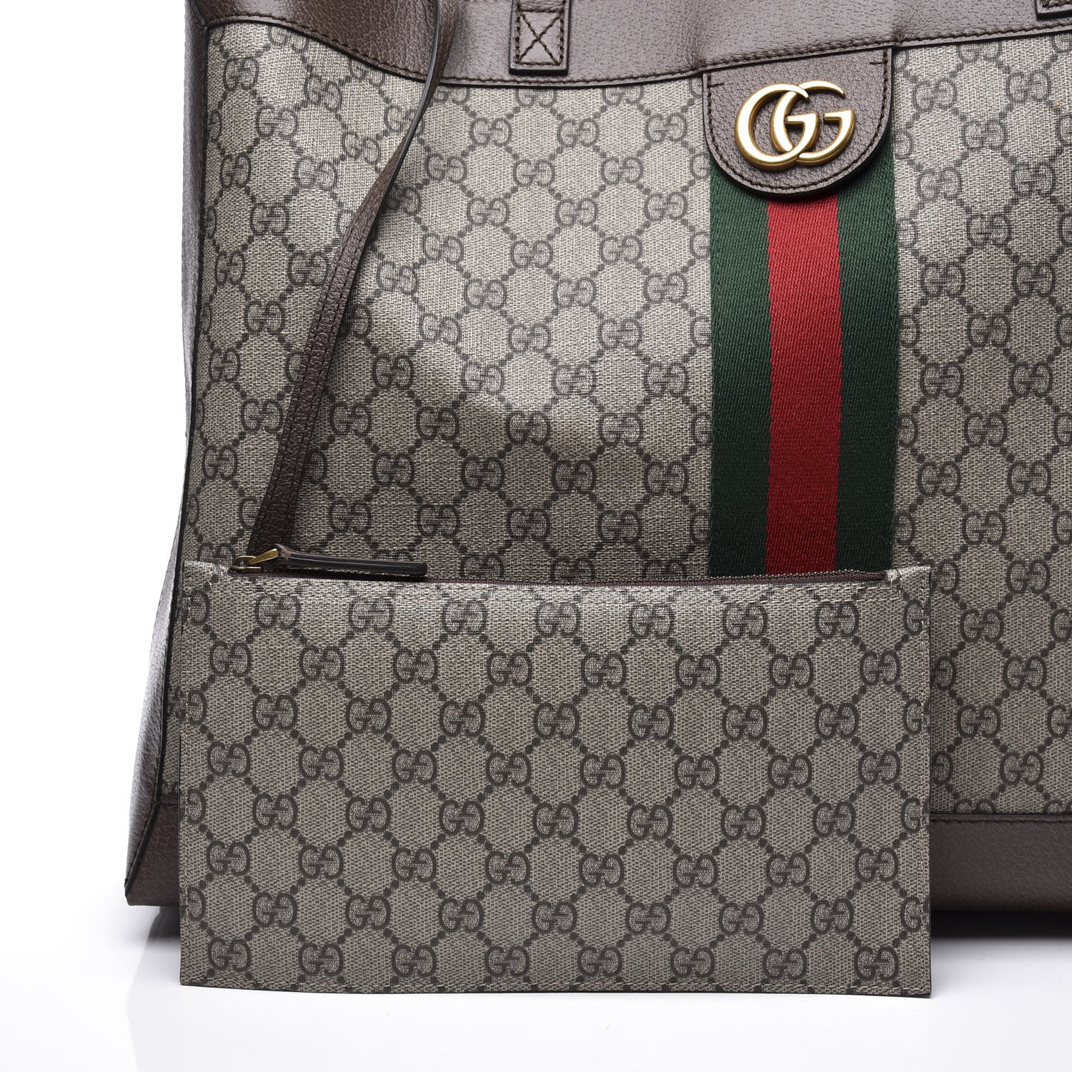 Gucci GG Supreme Monogram Web Large Ophidia Tote Brown 10 of 12