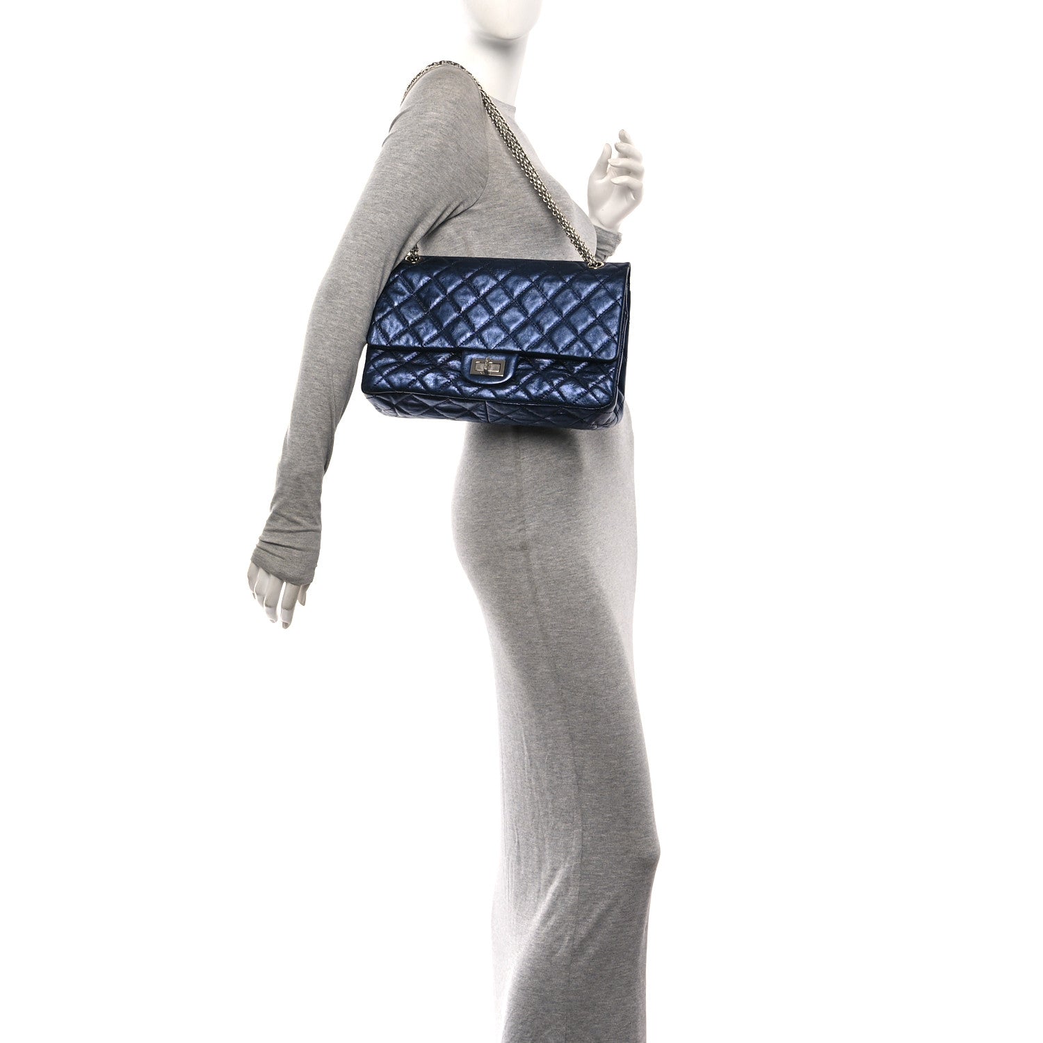 Chanel Metallic Aged Calfskin Quilted 2.55 Reissue 227 Flap Blue 2 of 10