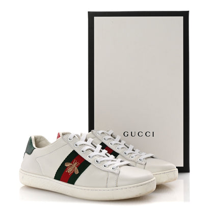 Gucci Calfskin Ayers Bee Embroidered Womens Ace Sneakers 36 White Green 10 of 10