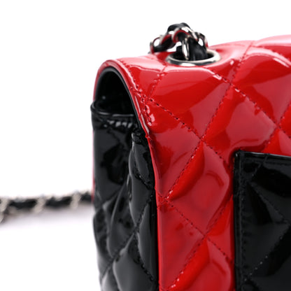 Chanel Patent Calfskin Quilted Bi-Color Mini Rectangular Flap Red Black 13 of 13
