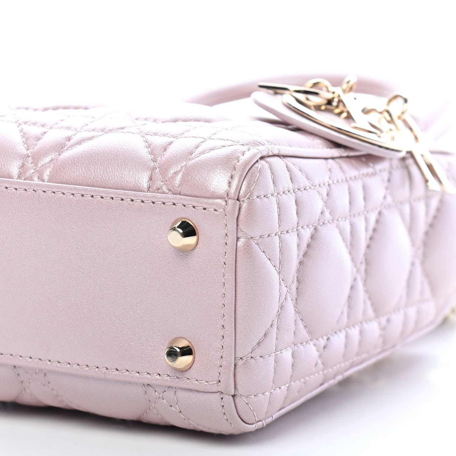Christian Dior Metallic Lambskin Cannage Mini Lady Dior Lotus 9 of 9