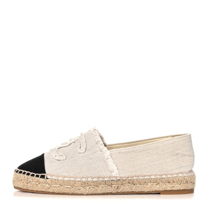 Chanel Canvas CC Espadrilles 37 Beige Clair Black 1 of 7